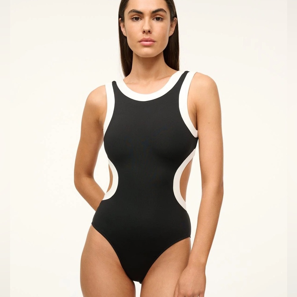 [staud] NWT dolce black/white one-piece swimsuit
